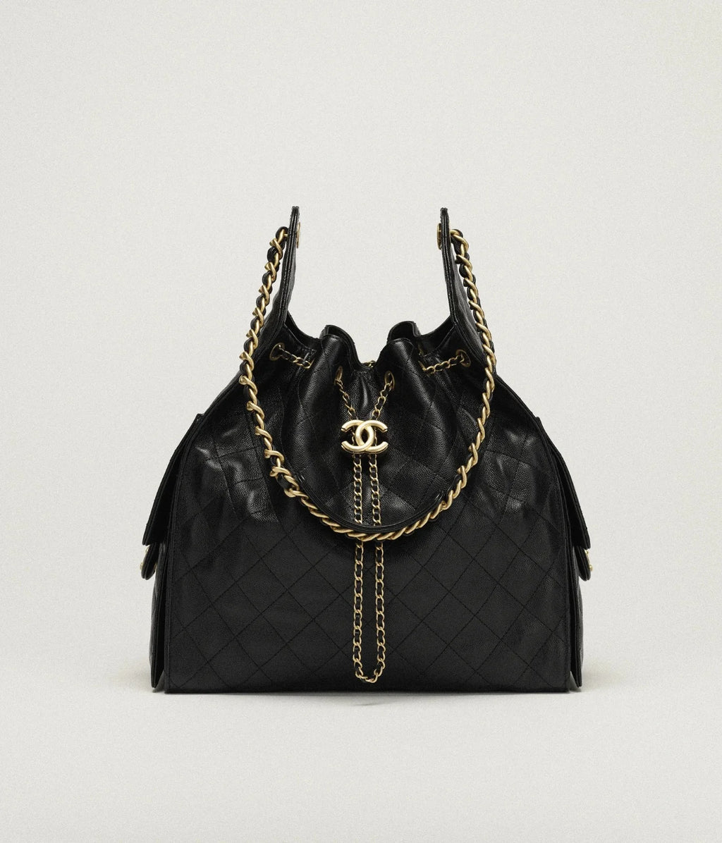 CH 25 Quilted Caviar Leather Chain Shoulder Bag
