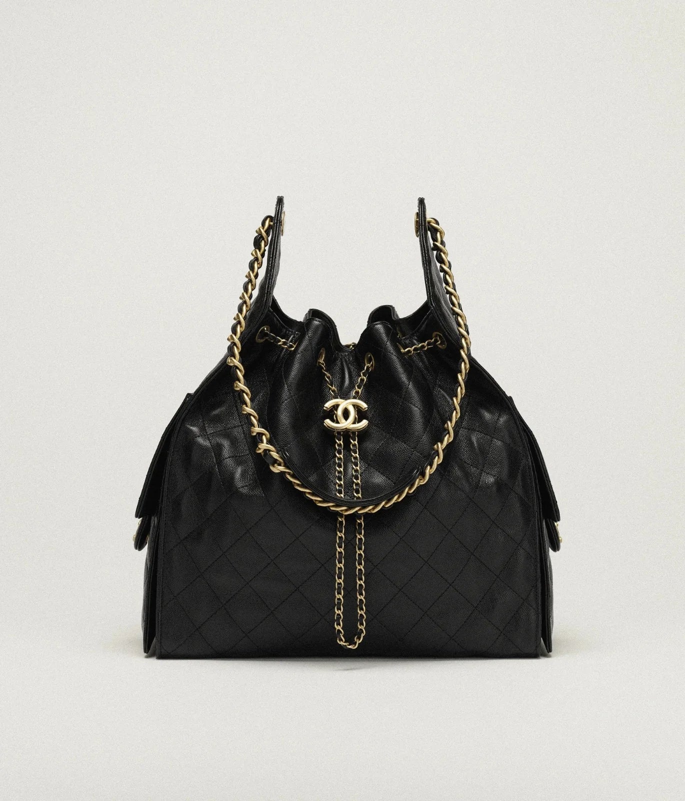 CH 25 Quilted Caviar Leather Chain Shoulder Bag