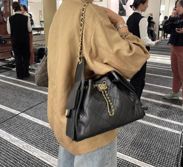 CH 25 Quilted Caviar Leather Chain Shoulder Bag